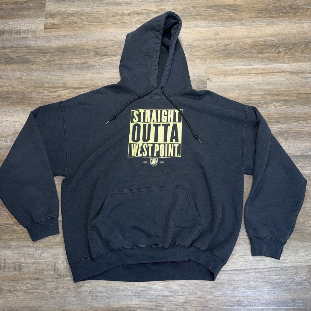 Gildan Black Custom-Printed Pullover Hoodie Mens XL "Straight Outta West Point"